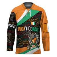 Ivory Coast Hockey Jersey with Soccer Elephant and Tribal Pattern Design - Wonder Print Shop
