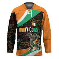 Ivory Coast Hockey Jersey with Soccer Elephant and Tribal Pattern Design - Wonder Print Shop