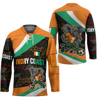 Ivory Coast Hockey Jersey with Soccer Elephant and Tribal Pattern Design - Wonder Print Shop