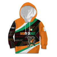 Ivory Coast Kid Hoodie with Soccer Elephant and Tribal Pattern Design - Wonder Print Shop