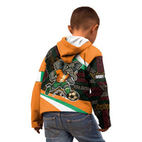 Ivory Coast Kid Hoodie with Soccer Elephant and Tribal Pattern Design - Wonder Print Shop
