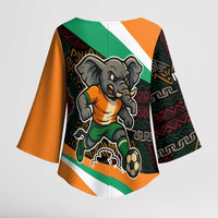 Ivory Coast Kimono Sleeve Blouse with Soccer Elephant and Tribal Pattern Design - Wonder Print Shop