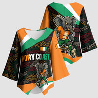 Ivory Coast Kimono Sleeve Blouse with Soccer Elephant and Tribal Pattern Design - Wonder Print Shop