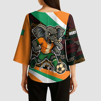 Ivory Coast Kimono Sleeve Blouse with Soccer Elephant and Tribal Pattern Design - Wonder Print Shop