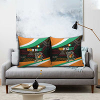 Ivory Coast Pillow Cover with Soccer Elephant and Tribal Pattern Design - Wonder Print Shop