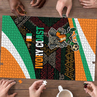 Ivory Coast Puzzle with Soccer Elephant and Tribal Pattern Design - Wonder Print Shop