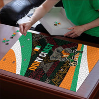 Ivory Coast Puzzle with Soccer Elephant and Tribal Pattern Design - Wonder Print Shop