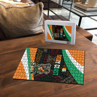 Ivory Coast Puzzle with Soccer Elephant and Tribal Pattern Design - Wonder Print Shop