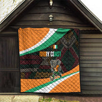 Ivory Coast Quilt with Soccer Elephant and Tribal Pattern Design - Wonder Print Shop