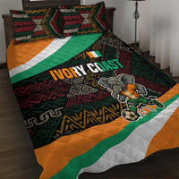 Ivory Coast Quilt Bed Set with Soccer Elephant and Tribal Pattern Design - Wonder Print Shop