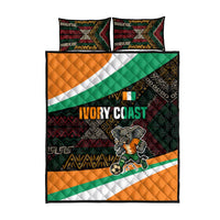 Ivory Coast Quilt Bed Set with Soccer Elephant and Tribal Pattern Design - Wonder Print Shop
