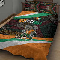 Ivory Coast Quilt Bed Set with Soccer Elephant and Tribal Pattern Design - Wonder Print Shop