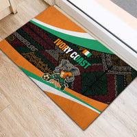 Ivory Coast Rubber Doormat with Soccer Elephant and Tribal Pattern Design - Wonder Print Shop
