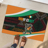 Ivory Coast Rubber Doormat with Soccer Elephant and Tribal Pattern Design - Wonder Print Shop