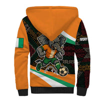 Ivory Coast Sherpa Hoodie with Soccer Elephant and Tribal Pattern Design - Wonder Print Shop