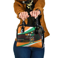 Ivory Coast Shoulder Handbag with Soccer Elephant and Tribal Pattern Design - Wonder Print Shop