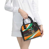 Ivory Coast Shoulder Handbag with Soccer Elephant and Tribal Pattern Design - Wonder Print Shop