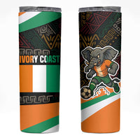 Ivory Coast Skinny Tumbler with Soccer Elephant and Tribal Pattern Design - Wonder Print Shop