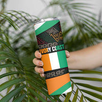 Ivory Coast Skinny Tumbler with Soccer Elephant and Tribal Pattern Design - Wonder Print Shop