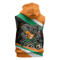 Ivory Coast Sleeveless Zip Hoodie with Soccer Elephant and Tribal Pattern Design - Wonder Print Shop