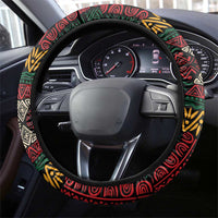 Ivory Coast Steering Wheel Cover with Soccer Elephant and Tribal Pattern Design - Wonder Print Shop