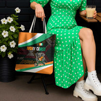 Ivory Coast Tote Bag with Soccer Elephant and Tribal Pattern Design - Wonder Print Shop
