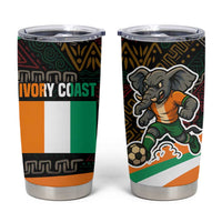 Ivory Coast Tumbler Cup with Soccer Elephant and Tribal Pattern Design - Wonder Print Shop
