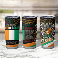 Ivory Coast Tumbler Cup with Soccer Elephant and Tribal Pattern Design - Wonder Print Shop