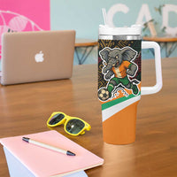 Ivory Coast Tumbler With Handle with Soccer Elephant and Tribal Pattern Design - Wonder Print Shop