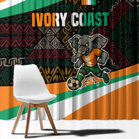 Ivory Coast Window Curtain with Soccer Elephant and Tribal Pattern Design - Wonder Print Shop