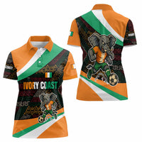 Ivory Coast Women Polo Shirt with Soccer Elephant and Tribal Pattern Design - Wonder Print Shop