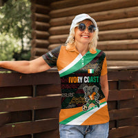 Ivory Coast Women Polo Shirt with Soccer Elephant and Tribal Pattern Design - Wonder Print Shop