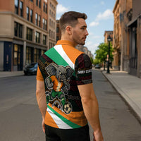 Ivory Coast Zipper Polo Shirt with Soccer Elephant and Tribal Pattern Design - Wonder Print Shop