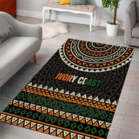 Ivory Coast Area Rug with Ethnic Geometric Pattern and National Motto Design - Wonder Print Shop