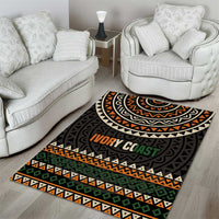 Ivory Coast Area Rug with Ethnic Geometric Pattern and National Motto Design - Wonder Print Shop