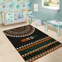 Ivory Coast Area Rug with Ethnic Geometric Pattern and National Motto Design - Wonder Print Shop