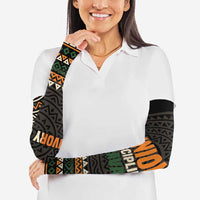 Ivory Coast Arm Sleeves with Ethnic Geometric Pattern and National Motto Design - Wonder Print Shop