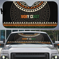 Ivory Coast Auto Sun Shade with Ethnic Geometric Pattern and National Motto Design - Wonder Print Shop