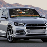 Ivory Coast Auto Sun Shade with Ethnic Geometric Pattern and National Motto Design - Wonder Print Shop