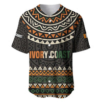 Ivory Coast Baseball Jersey with Ethnic Geometric Pattern and National Motto Design - Wonder Print Shop