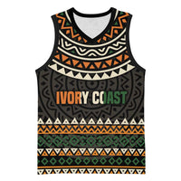 Ivory Coast Basketball Jersey with Ethnic Geometric Pattern and National Motto Design - Wonder Print Shop