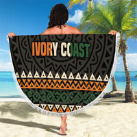 Ivory Coast Beach Blanket with Ethnic Geometric Pattern and National Motto Design - Wonder Print Shop