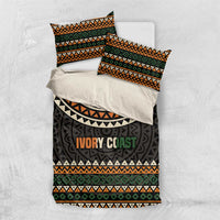 Ivory Coast Bedding Set with Ethnic Geometric Pattern and National Motto Design - Wonder Print Shop