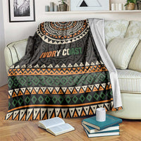 Ivory Coast Blanket with Ethnic Geometric Pattern and National Motto Design - Wonder Print Shop