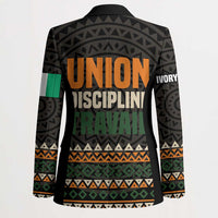 Ivory Coast Blazer with Ethnic Geometric Pattern and National Motto Design - Wonder Print Shop