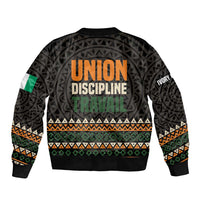 Ivory Coast Bomber Jacket with Ethnic Geometric Pattern and National Motto Design - Wonder Print Shop