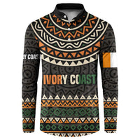 Ivory Coast Button Sweatshirt with Ethnic Geometric Pattern and National Motto Design - Wonder Print Shop