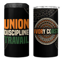 Ivory Coast 4 in 1 Can Cooler Tumbler with Ethnic Geometric Pattern and National Motto Design - Wonder Print Shop