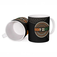 Ivory Coast Ceramic Mug with Ethnic Geometric Pattern and National Motto Design - Wonder Print Shop