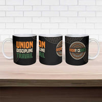 Ivory Coast Ceramic Mug with Ethnic Geometric Pattern and National Motto Design - Wonder Print Shop